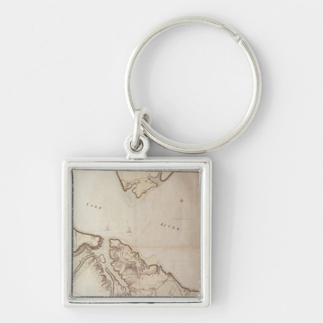 British map of the Siege of Yorktown, 1781 Key Ring (Front)