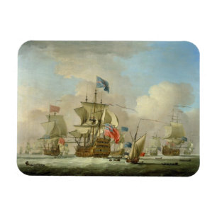British Men-of-War and a Sloop, c.1720-30 (oil on Magnet