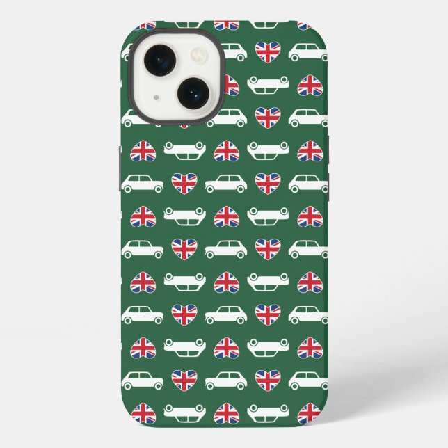 British Mini Cooper Hearts - Green iPhone Case (Back)