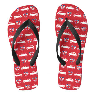 British Mini Cooper Hearts - Red Jandals