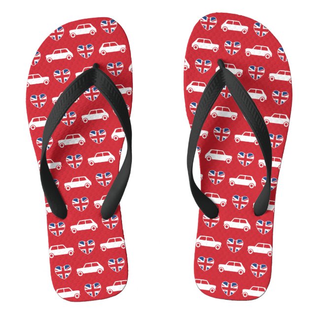British Mini Cooper Hearts - Red Jandals (Footbed)