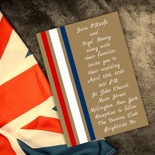 British Mod Red White Blue Wedding Invitation (Creator Uploaded)