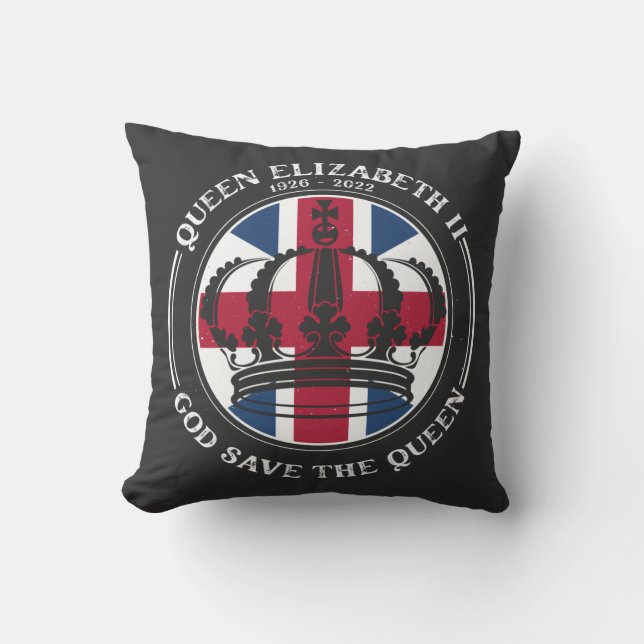 British Monarch Queen Elizabeth God Save The Queen Cushion (Front)