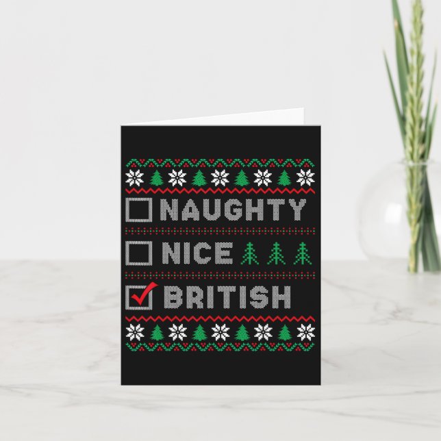 British Naughty Nice List Santas List Funny Christ Card (Front)
