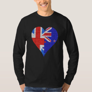 British New Zealander Flag Heart T-Shirt