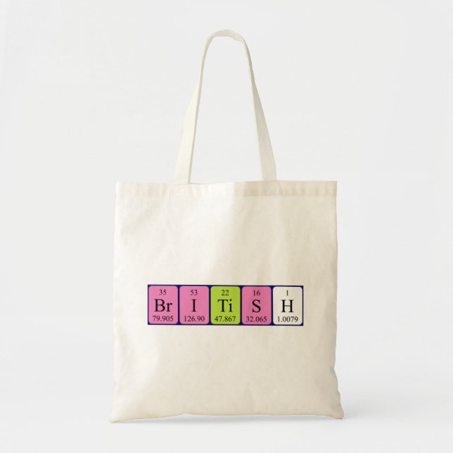 British periodic table patriotic tote bag (Front)