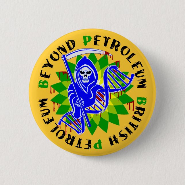 british petroleum blue plague 6 cm round badge (Front)