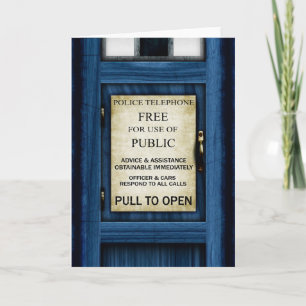 British Police Call Box Sign Greetings Card 2