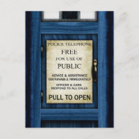 British Police Public Call Box Sign Art Postcard 2