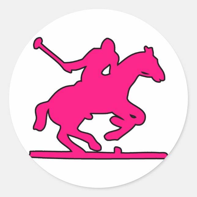British Polo Sport Horse Player Silhouette Ponies Classic Round Sticker (Front)