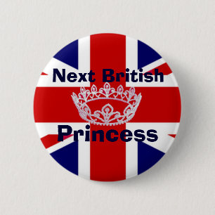 British Princess Crown Pin Button