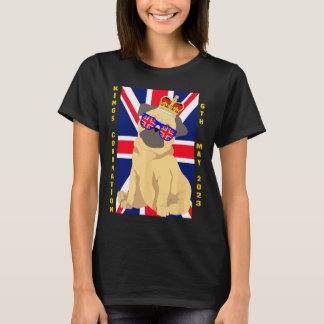 British Pug Dog Crown Union Jack Kings UK Coronati T-Shirt