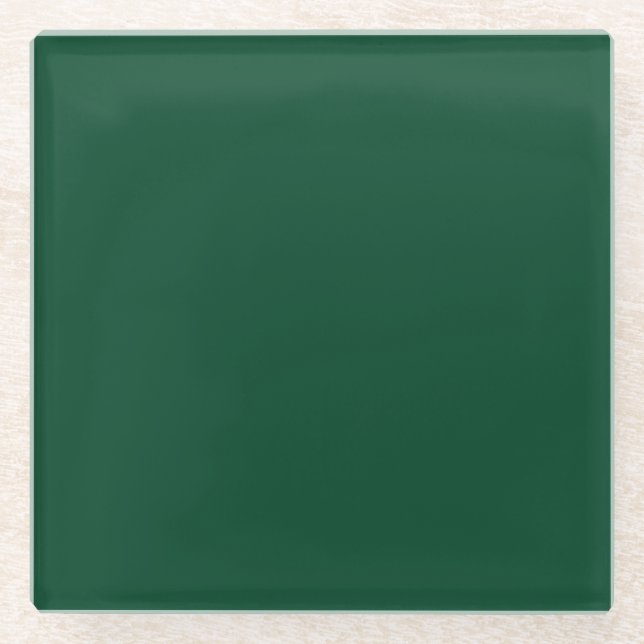 British racing green  (solid colour)  glass coaster (Front)