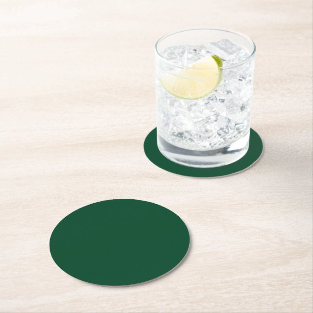 British racing green  (solid colour)  round paper coaster (Insitu)