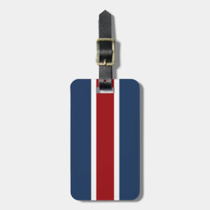 British Racing Stripe red White Blue Luggage Tag