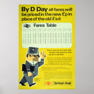 British Rail D-Day - Fares Table Poster