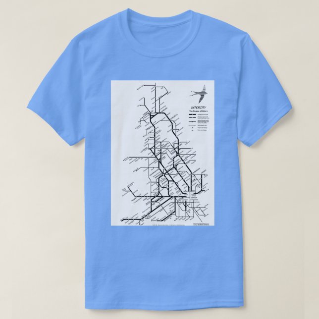 British Rail Intercity Carriage Map 1993 T-Shirt (Design Front)