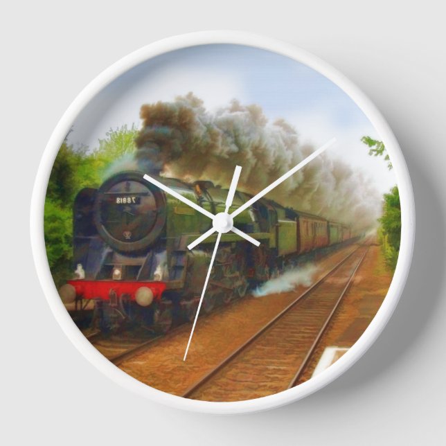 British Railway Steam Train for Trainspotters Art Clock (Front)