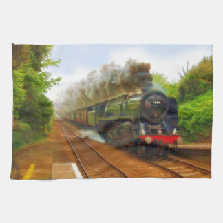 British Railway Steam Train for Trainspotters Art Tea Towel