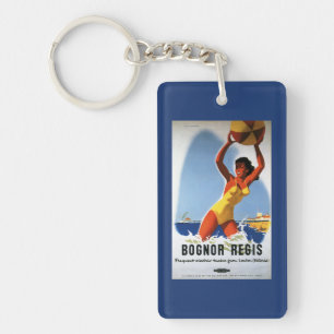 British Railways Girl and Beachball Poster Key Ring