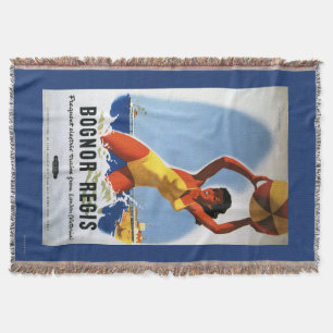 British Railways Girl and Beachball Poster Throw Blanket