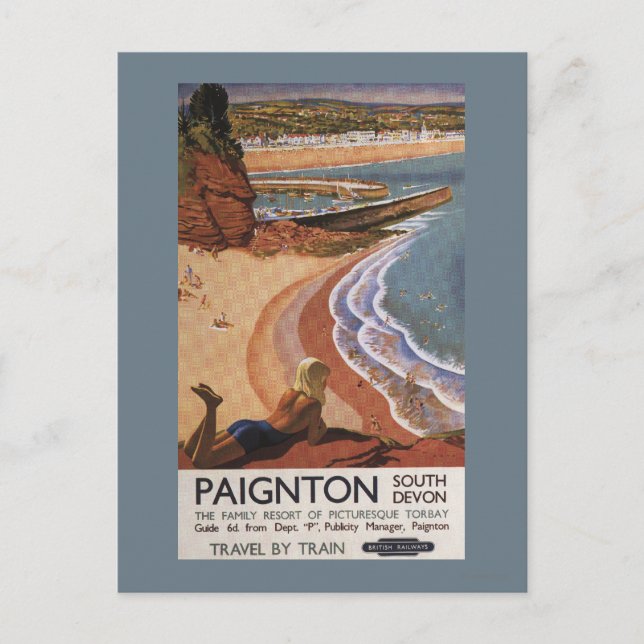 British Railways Girl Looking over a Cliff Postcard (Front)