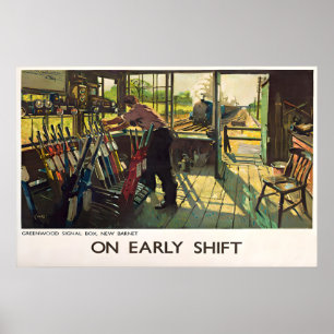 British Railways Steam Train Poster Early shift