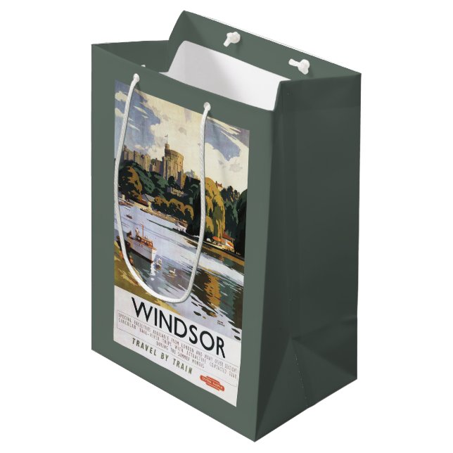 British Railways Windsor Castle Thames Poster Medium Gift Bag (Front Angled)