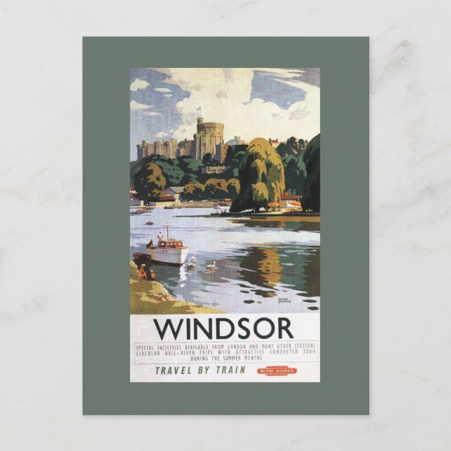 British Railways Windsor Castle Thames Poster Postcard (Front)
