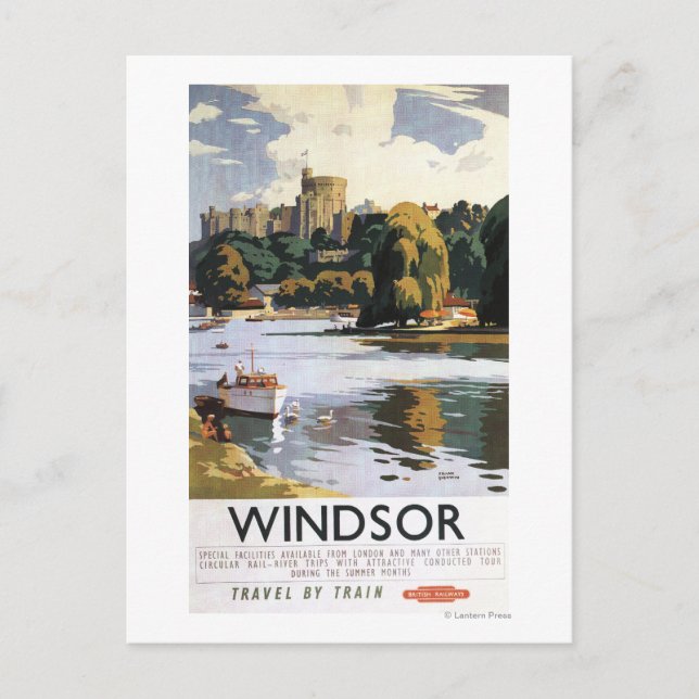 British Railways Windsor Castle Thames Poster Postcard (Front)