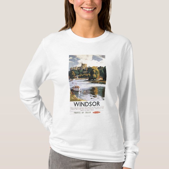British Railways Windsor Castle Thames Poster T-Shirt (Front)