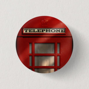 British Red Telephone Box Button