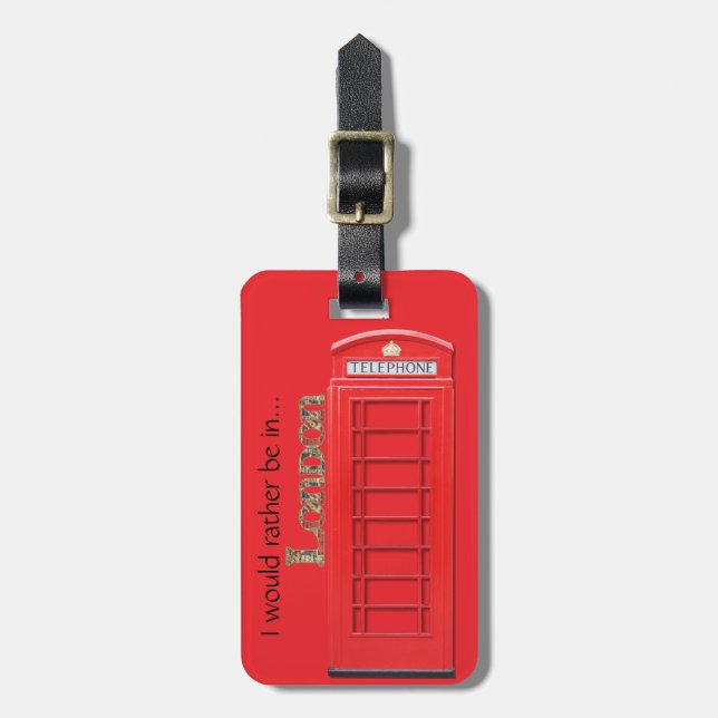 British Red Telephone Box Luggage Tag (Front Vertical)