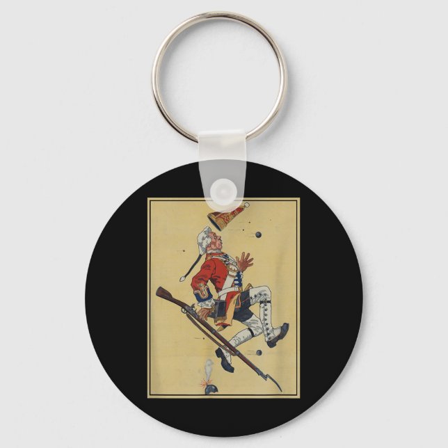 British Redcoat Soldier Dodges Bullets - American  Key Ring (Front)