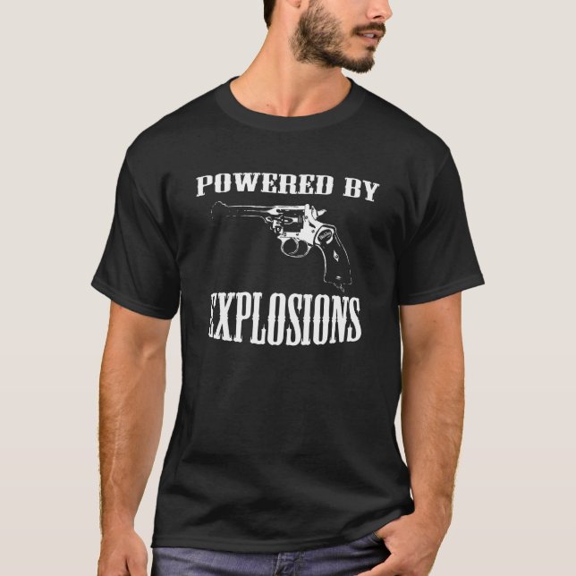 British Revolver Powered By Explosions T-Shirt (Front)