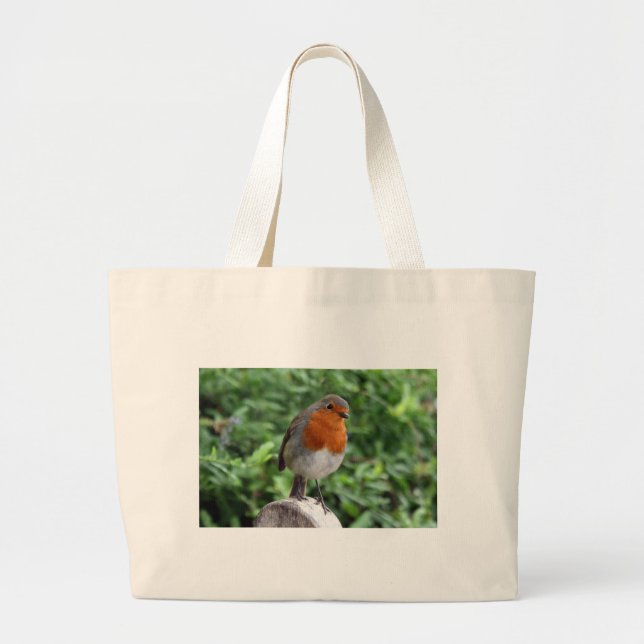 British Robin Large Tote Bag (Front)