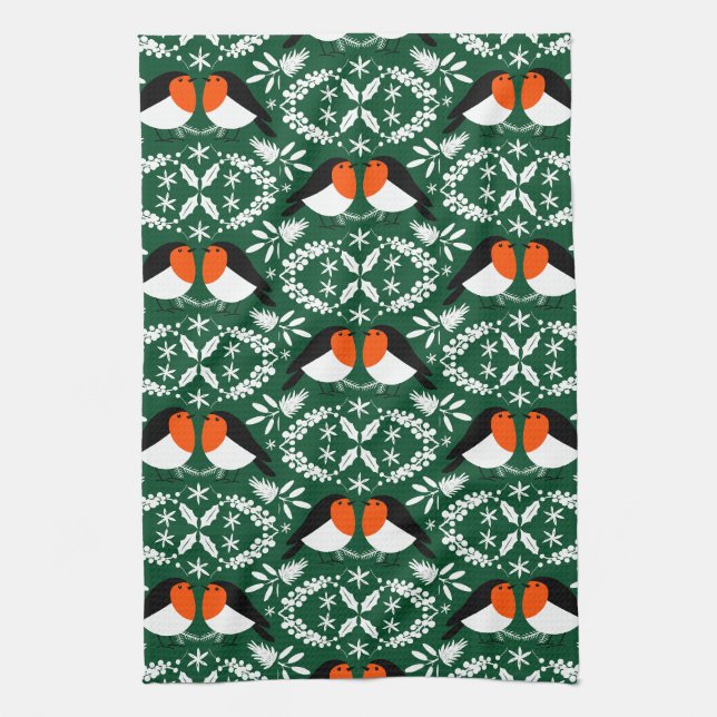 British Robin Redbreast Tea Towel (Vertical)