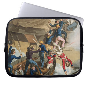 British Sailors Boarding a Man of War, engraved by Laptop Sleeve