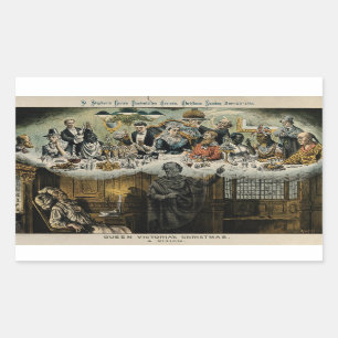 British Scrooge Queen Victoria Christmas Dinner Rectangular Sticker