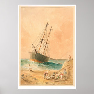 British ship "Viscata" Beached (0533A) Poster