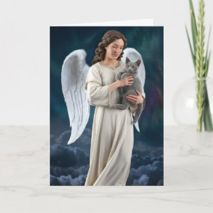 British Shorthair Cat and Angel Sympathy Card