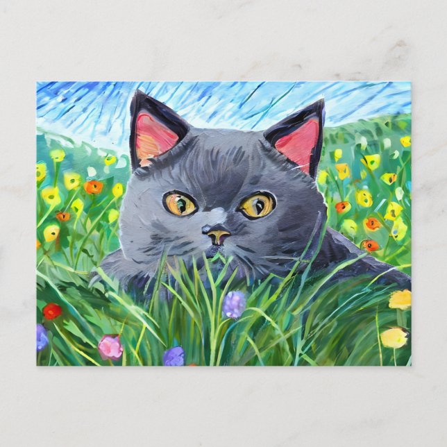 British Shorthair Cat Art	 Postcard (Front)