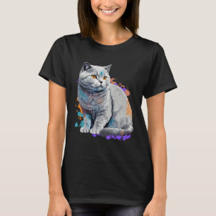 British Shorthair Cat Breed Colorful Mom Lady T-Shirt