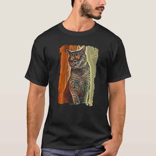 British Shorthair Cat Cute Cats Mom And Cat Dad T-Shirt (Front)