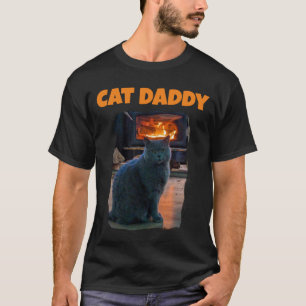 British Shorthair Cat Daddy Kitty Fireplace T-Shirt