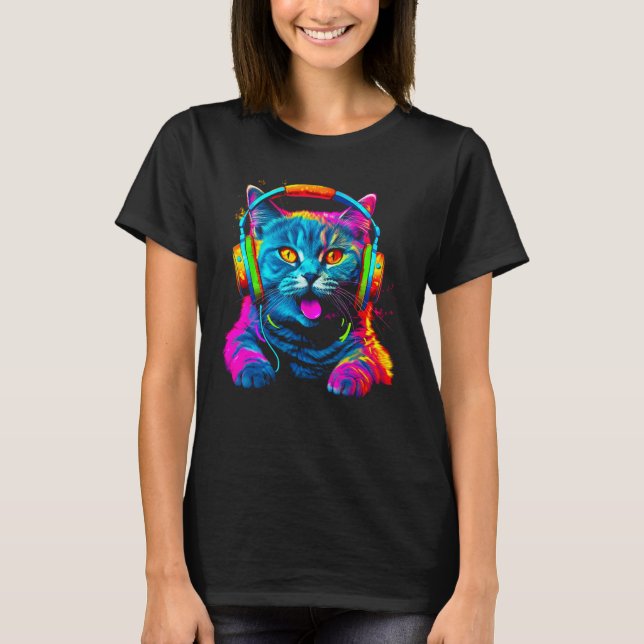 British Shorthair Cat DJ Festival T-Shirt (Front)