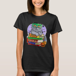 British Shorthair Cat Frankenstein Halloween Witch T-Shirt