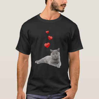 British Shorthair Cat Heart Cute British Domestic  T-Shirt