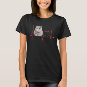 British Shorthair Cat Heartbeat EKG Funny I Love M T-Shirt