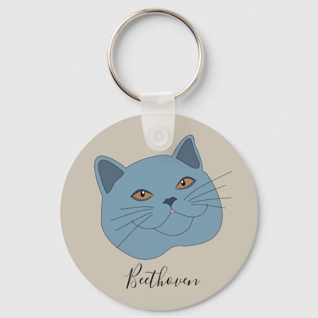 British Shorthair Cat Key Ring (Front)